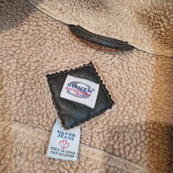 Store Close Mid Of Nov!! Vintage Silver Denim Boa Jacket L For Men - Picture 4 of 4